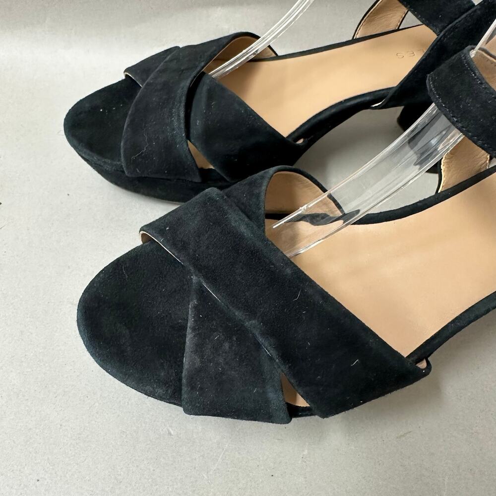Aerosoles Cosmos‎ Crisscross Platform Sandal in Black Suede Size 9 Block Heel - Picture 3 of 15